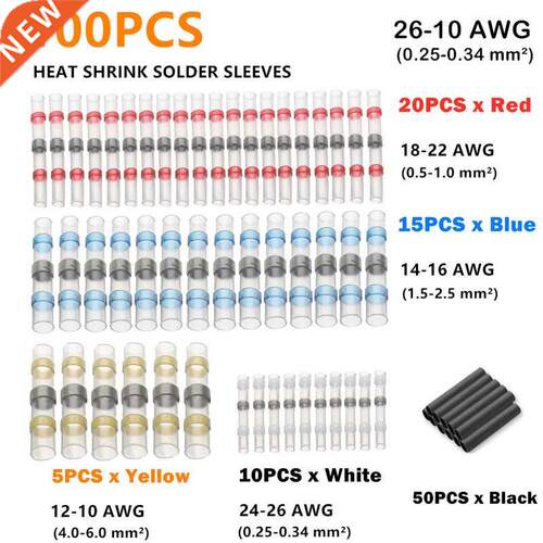 100PCS Assortment Heat Shrink Wire Connectors Insulated Sold