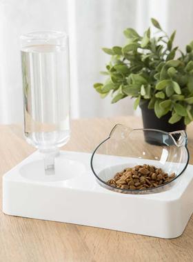 Pet Cat Double Bowl Automatic Feeder Dog Food Container Wate