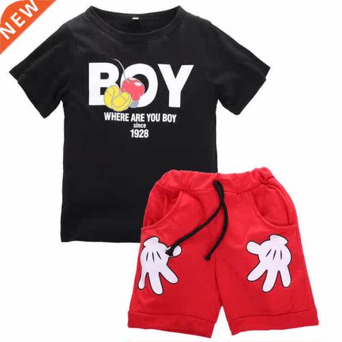 2022 New Summer Baby Boys Fashion Print Letter Suit Children