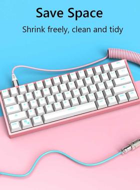 Mechanical Keybod Aviation Connector Type C USB Cable Coil