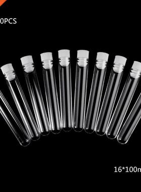10Pcs Plastic Test Tubes Lab Test Tool With Screw Cap Transp