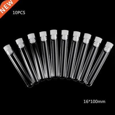 10Pcs Plastic Test Tubes Lab Test Tool With Screw Cap Transp