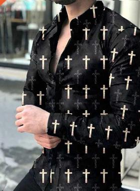 2021 New Men's Shirt Long Sleeve Tees Tops Casual Fa