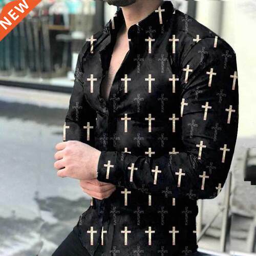 2021 New Men's Shirt Long Sleeve Tees Tops Casual Fa
