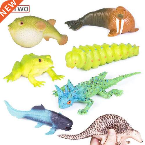 Sea Life Animals TPR Soft Squid Pufferfish Crab Model Action