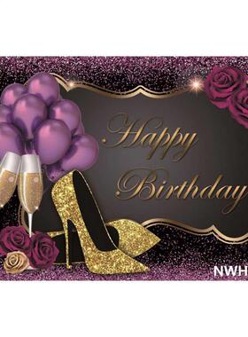 20 30th 40th 50th 60th Birthday Backdrop Golden oon Glitter