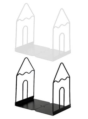 1 Pair Wrought Iron Bookends Book Stand Support Desktop Offi