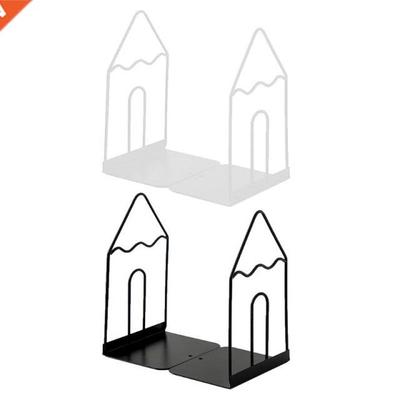 1 Pair Wrought Iron Bookends Book Stand Support Desktop Offi