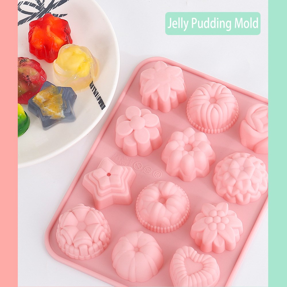 Jelly pudding silicone mold 12 shapes kitchen baking tools n-封面