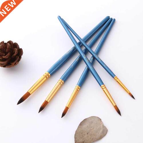 5Pcs/Set Watercolor Gouache Paint Brushes Round Pointed Tip
