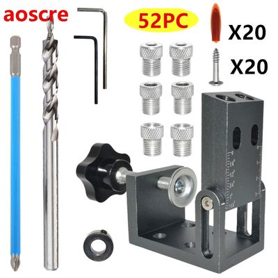 32/38/52 pcs Pocket Hole Jig Kit Angle Drill Guide Woodworki