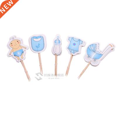 20Pcs/lot Baby Shower cake Toppers BabyShower Boy Girl Chris