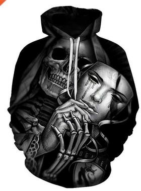 2022 High Quality Hoodie Skull with Crying Mask Fashion Swea