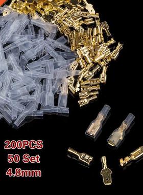 200PCS 2.8/4.8/6.3mm Female Male Spade Crimp Terminals Sleev