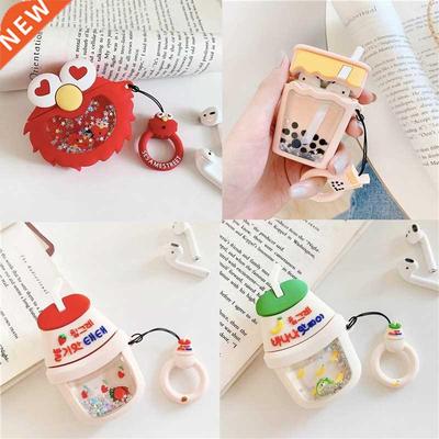 New Cute Quicksand Bubble Tea For Airpods Case Soft Silicon