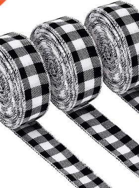 Rolls Gingham Ribbon Black and White Plaid Burlap Ribbon C