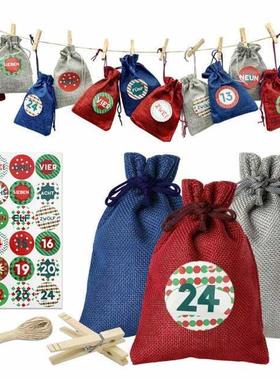 24 Pieces Candy Bags Set Christmas Advent Countdown Calendar