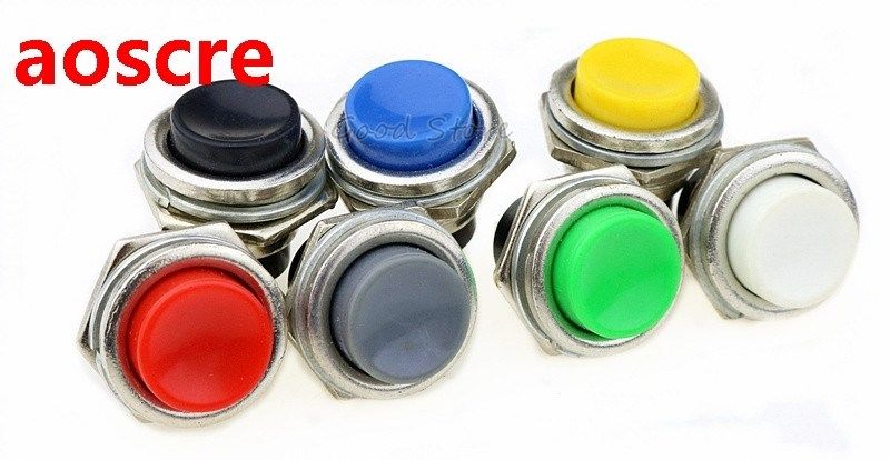 6PCS DS-212 Momentary SPST NO Red Round Cap Push Button Swit