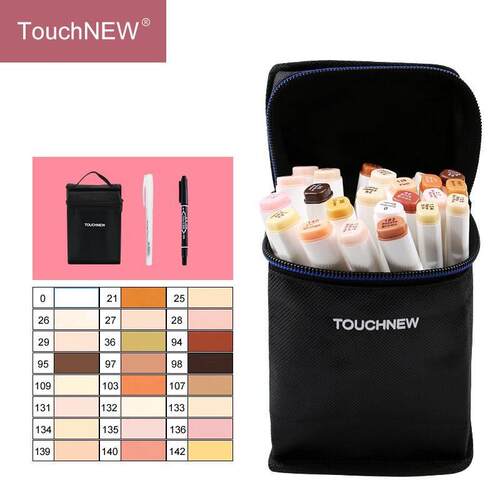 12/24Colors Skin Tone Marker Set Dual Head Alcohol Based ink