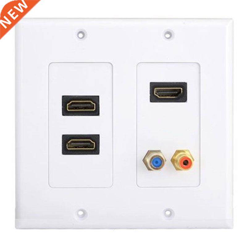 3HDMI 1RCA AV Wall Plate Composite Video Audio Adapter Jack