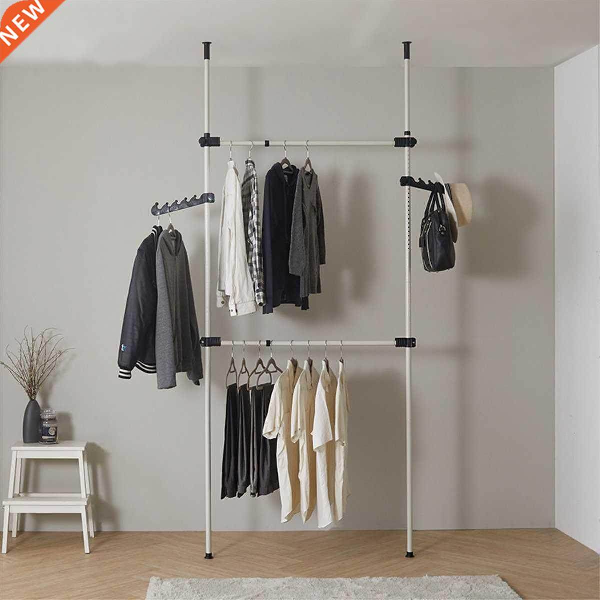 Telescopic Metal Coat Racks Wardrobe Organizer Garment Stand
