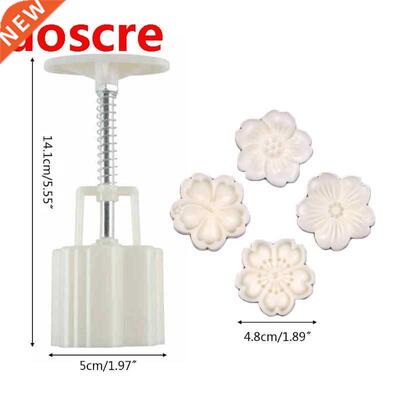 50g Mooncake Mold 4pcs Hibiscus Cherry Stamps Hand Press Moo