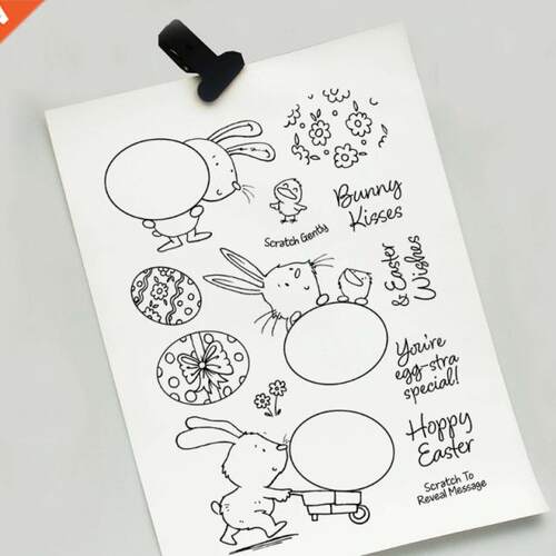 Happy Easter Egg Rabbit Blessing words Silicone Clear Seal S