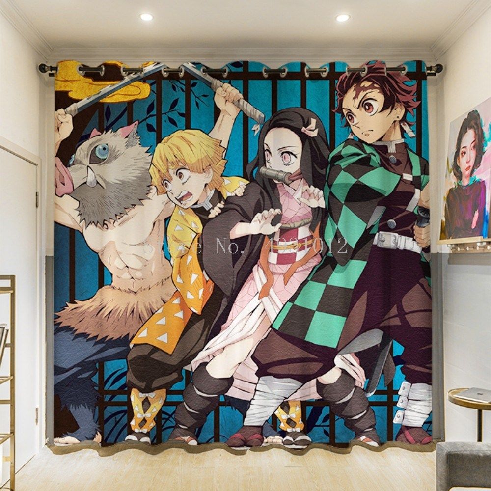 Japanese Anime Curtain for Bedroom Living Room Demon Slayer