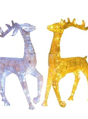 40cm Led Glowing Reindeer Ornament Wrought Iron Deer Pulll C