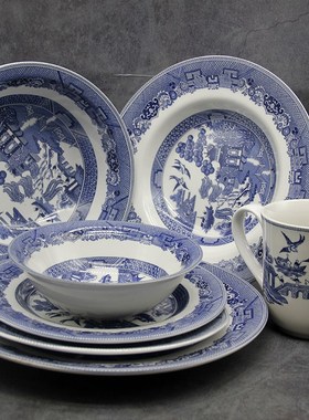 The Blue Willow Dinner Set Elegant England Style Dinner