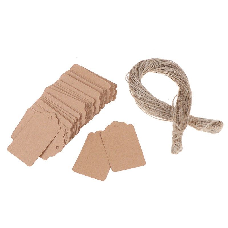 100Pcs Blank Kraft Jewelry Price Label String Price Tags Gif