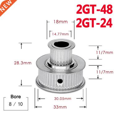 1Pcs 2GT 48/24 Tooth Timing Pulley Double Round-Headed Synch