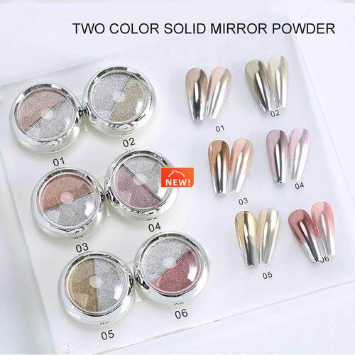 1 Box Double Rose Gold Color Nail Mirror Glitter Powder