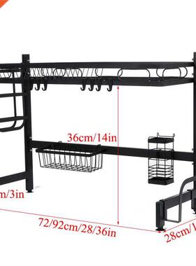 1/2Tier ulti-use etal Dishes Rack Dual Sink Drain Rack Adj