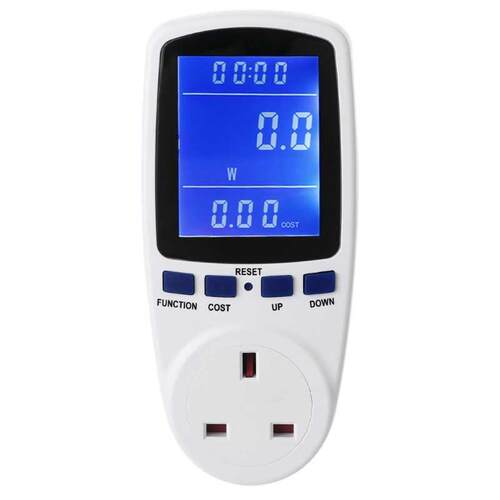 Power Meter Plug Socket Volt Amps Watt KWh Electricity Usage