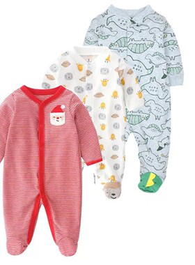 Spring and autumn 0-1 year old wrap feet baby onesie baby on