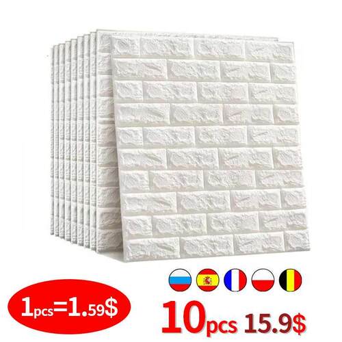 10pcs 3D Wall Sticker Imitation Brick Bedroom Decoration Wat