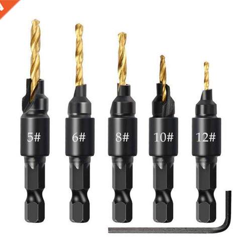 5Pcs/Set 1/4 Inch Hex Shank Countersink Drill Bit Power Tool