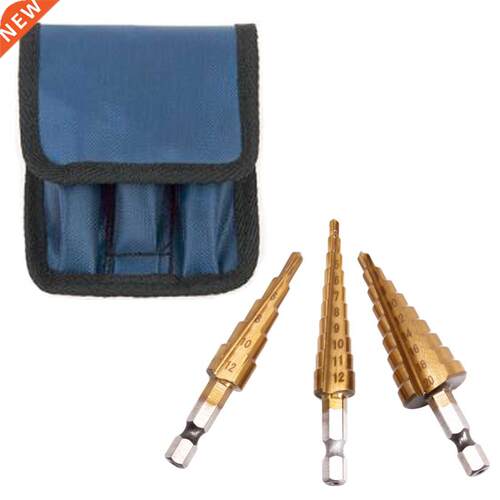 Steel Drilling 3pcs HSS Steel Titanium Step Bits 3-12mm 4-12