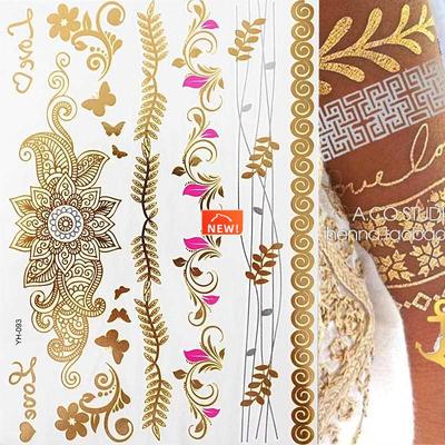 1 sheet Flash Boho Metallic Gold Feathers Shimmering Jewelle