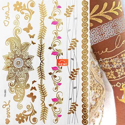1 sheet Flash Boho Metallic Gold Feathers Shimmering Jewelle