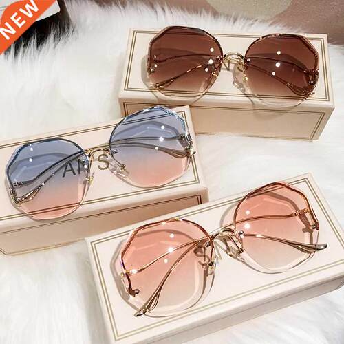 2022 Fashion Tea Gradient Sunglasses Women Ocean Water Cut T