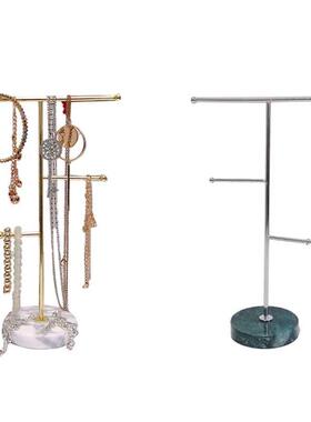 Marble Jewelry Rack Creative Electroplated Iron Storage Bedr