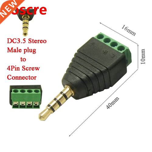 50Pcs free shipping .5mm Audio Stereo plug male to 4pin Ter