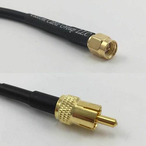 SMA male to RCA male connector 1 M RG174 Cable Pigtail Assem