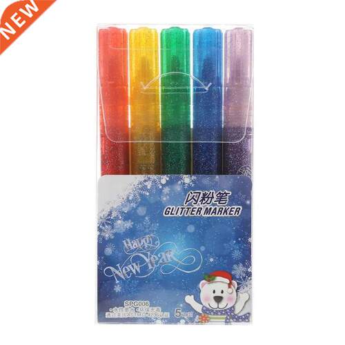 5Pcs Magic Glitter Marker Pen Bright Sparkling Color Drawing
