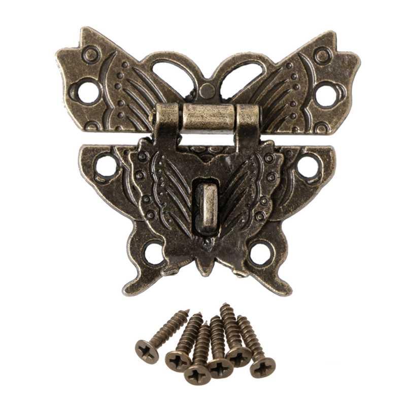 Beautiful Butterfly Design Antique Bronze Hasp Latch Jewelry