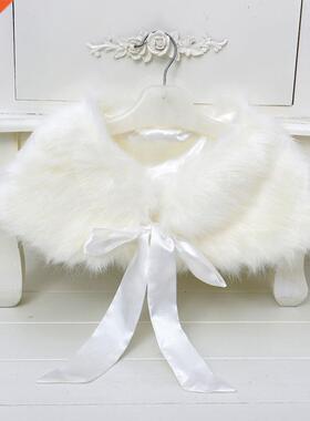 Retail Solid Ribbon with the Same Soft Fur Shawl Wedding Fl