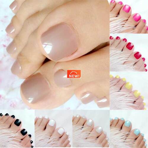 24Pcs Candy Light Brown Artificial False Toe Nails Press