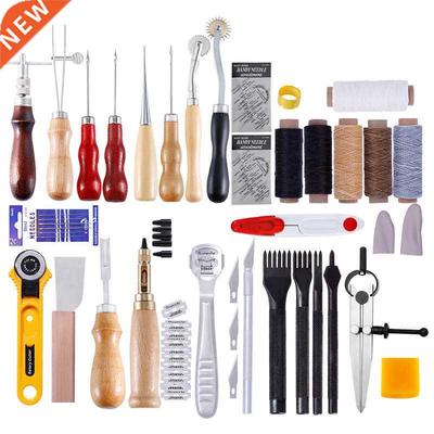 62Pcs/Set Lether Crft Tools Kit Hnd Sewing Stitching Punc